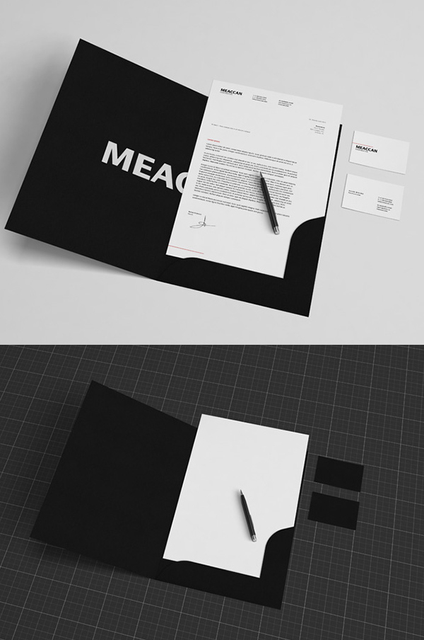 Free Black & White Stationery Mockup