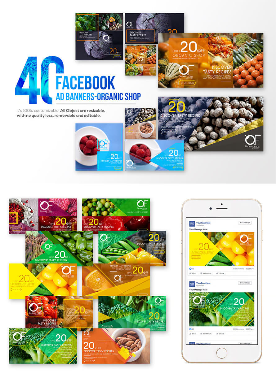 40 Facebook Ad Banners-organic Shop