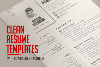 Simple Clean Resume Templates with Cover Letter