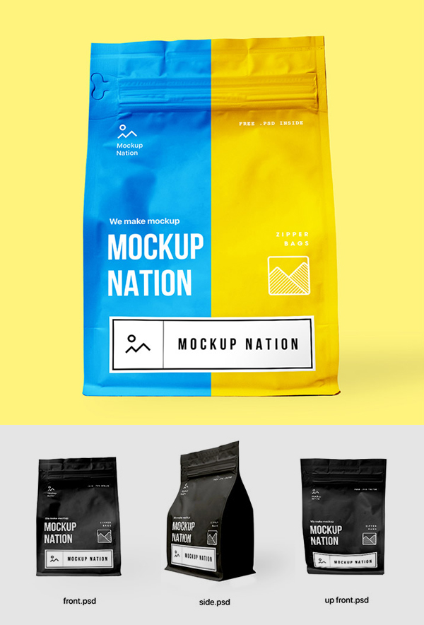 Free Zipper Bag Mockup PSD