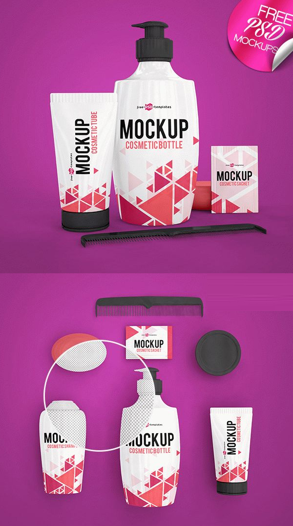 Free Cosmetic Bottles Mock-ups PSD