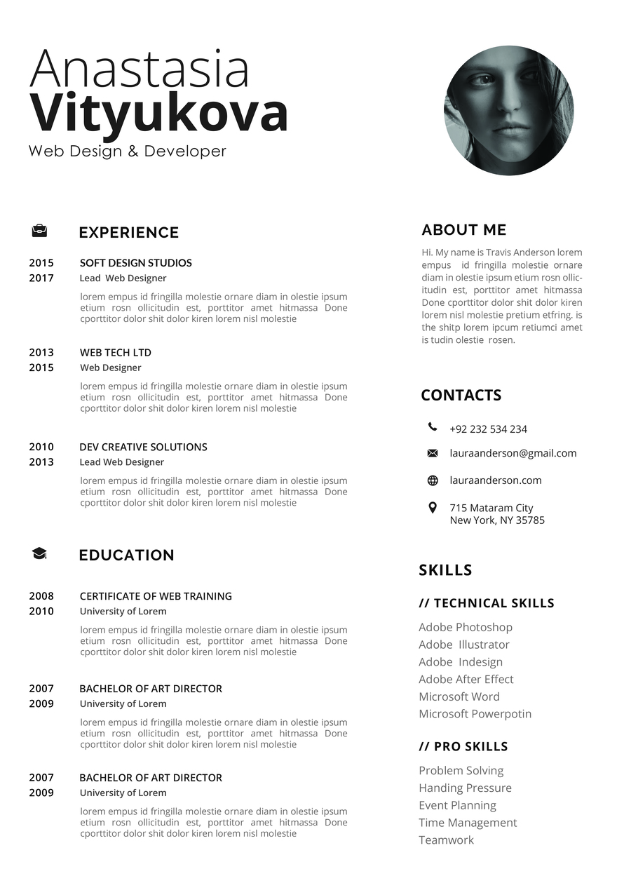 Modern Photo Free Resume Template