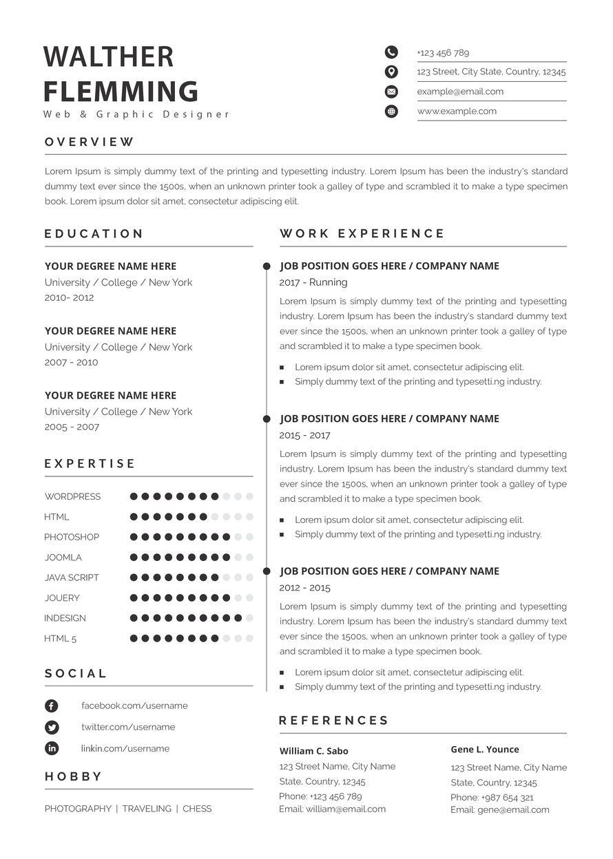 Modern Psd Free Resume Template