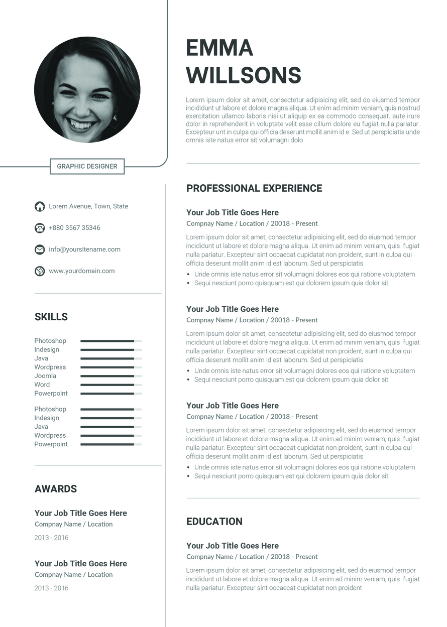 Professional Psd Free Resume Template