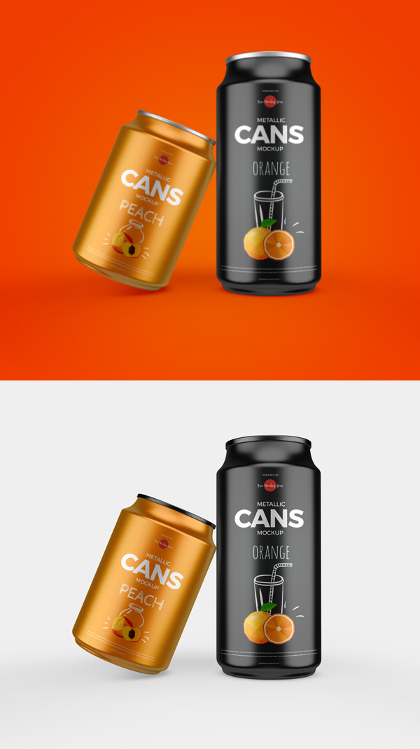 Free Metallic Cans Mockup PSD