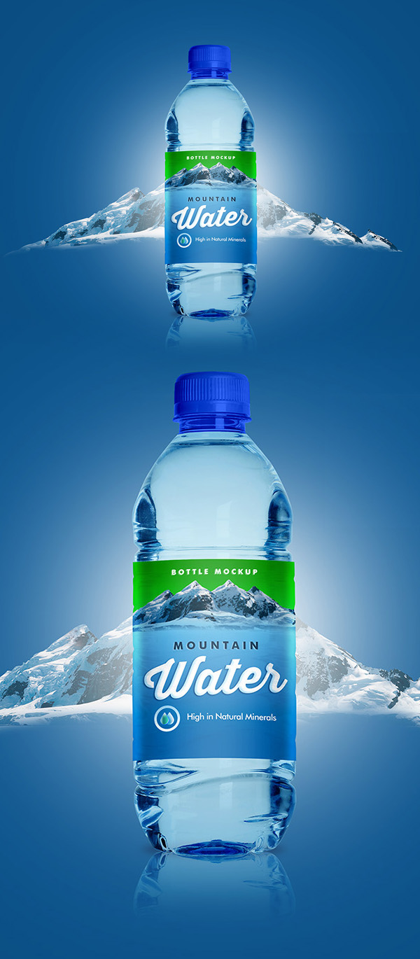 Free PET Water Bottle Mockup PSD