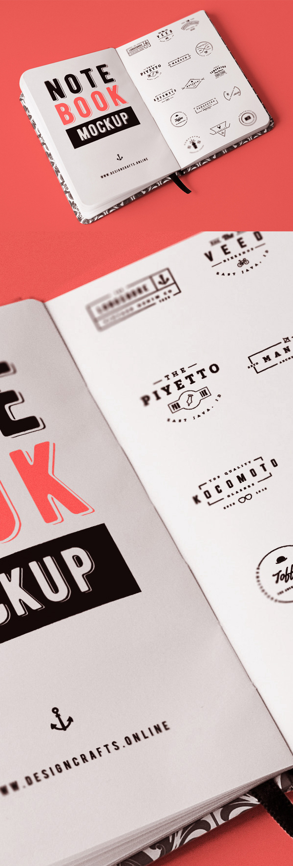 Free Open Notebook Mockup PSD