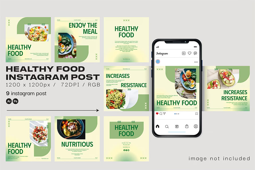 Healthy Food Social Media Post Templates