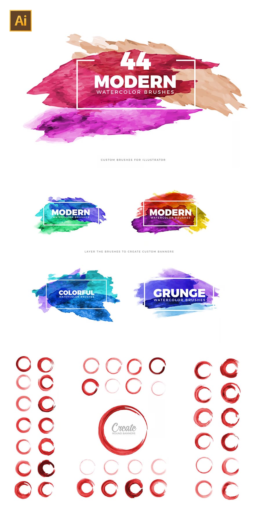 Vector Watercolor Brushes for Illustrator