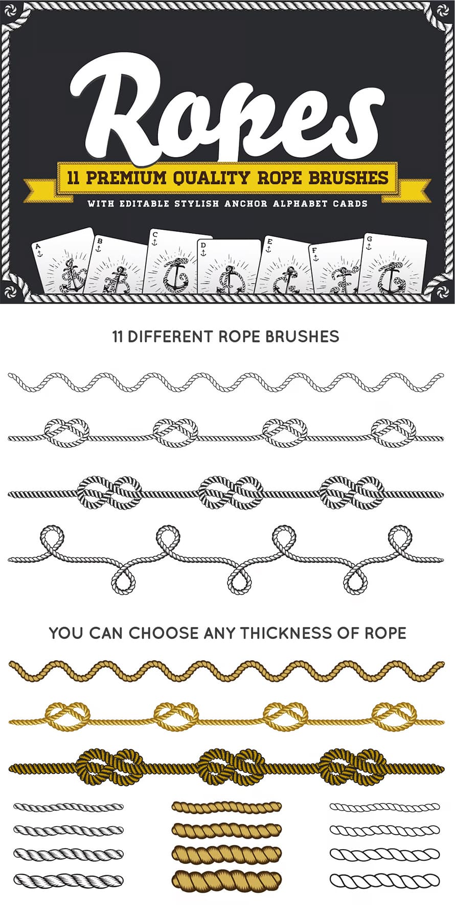 Rope Brush Set with Stylish Anchor ABC