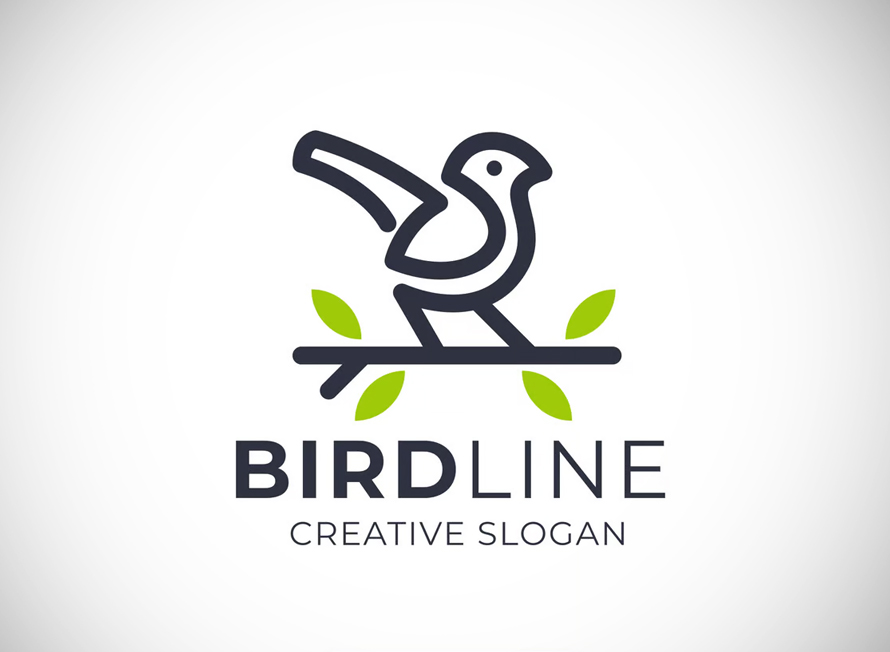 Bird Simple Line Art Logo
