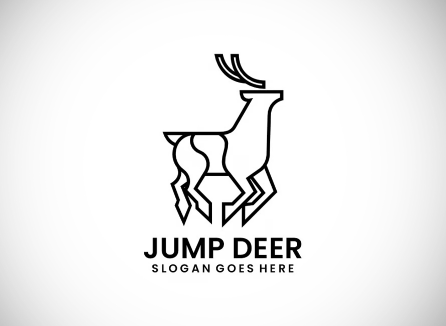Jump Deer Line Art Logo