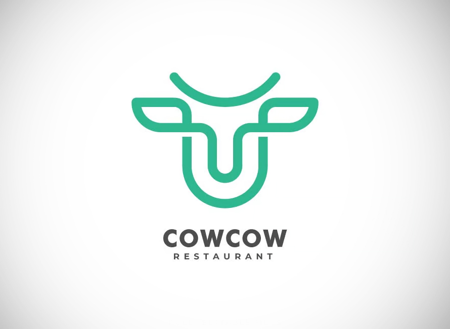 Cow Line Art Style Logo