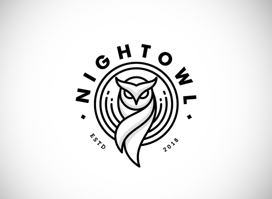 Owl Line Art Badge Logo