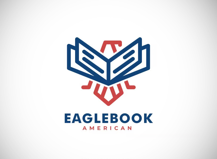 Eagle and Book Line Art Style Logo