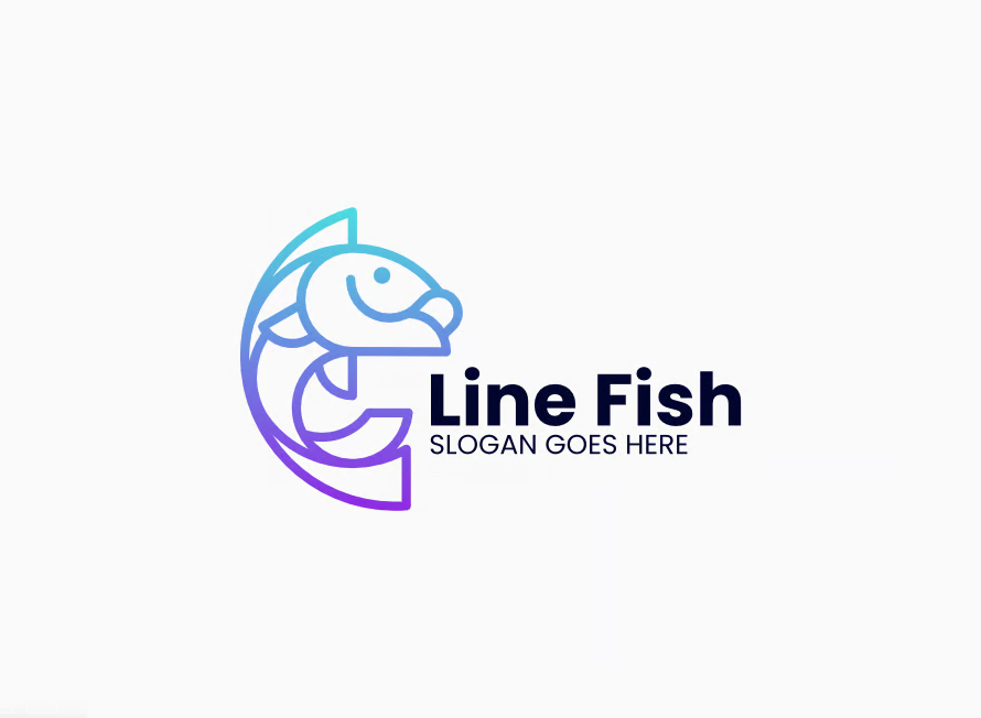 Fish Gradient Line Art Logo