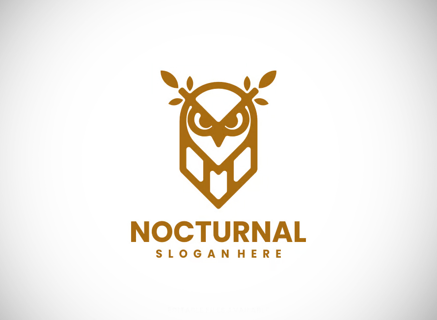Nocturnal Owl Line Art Logo