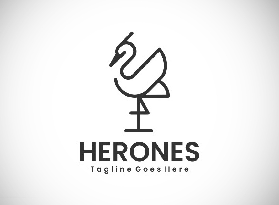 Heron Line Art Logo