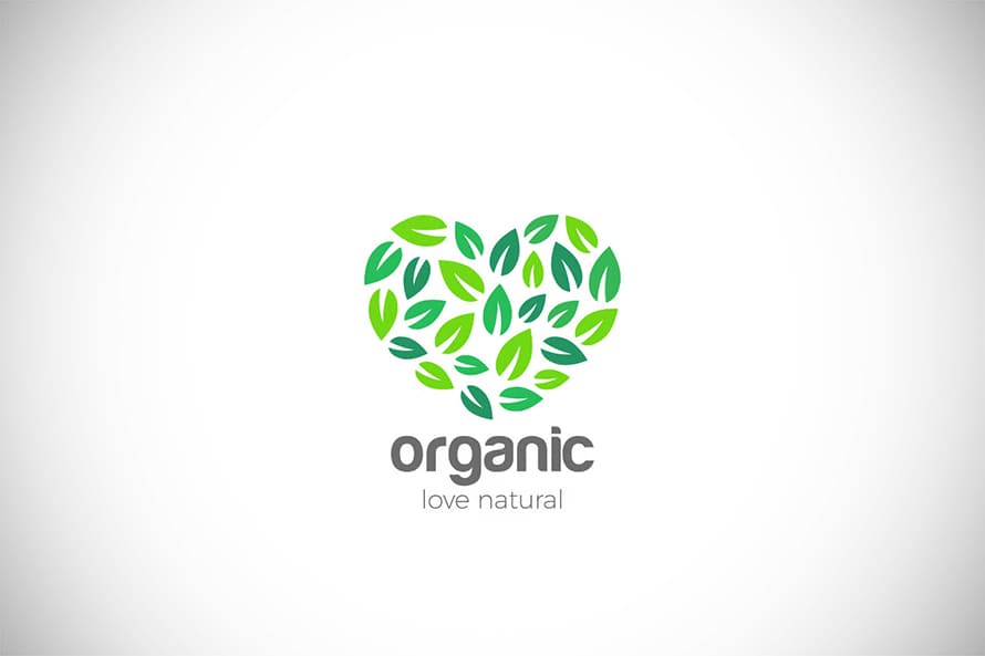 Logo Organic Leaves Heart Shape