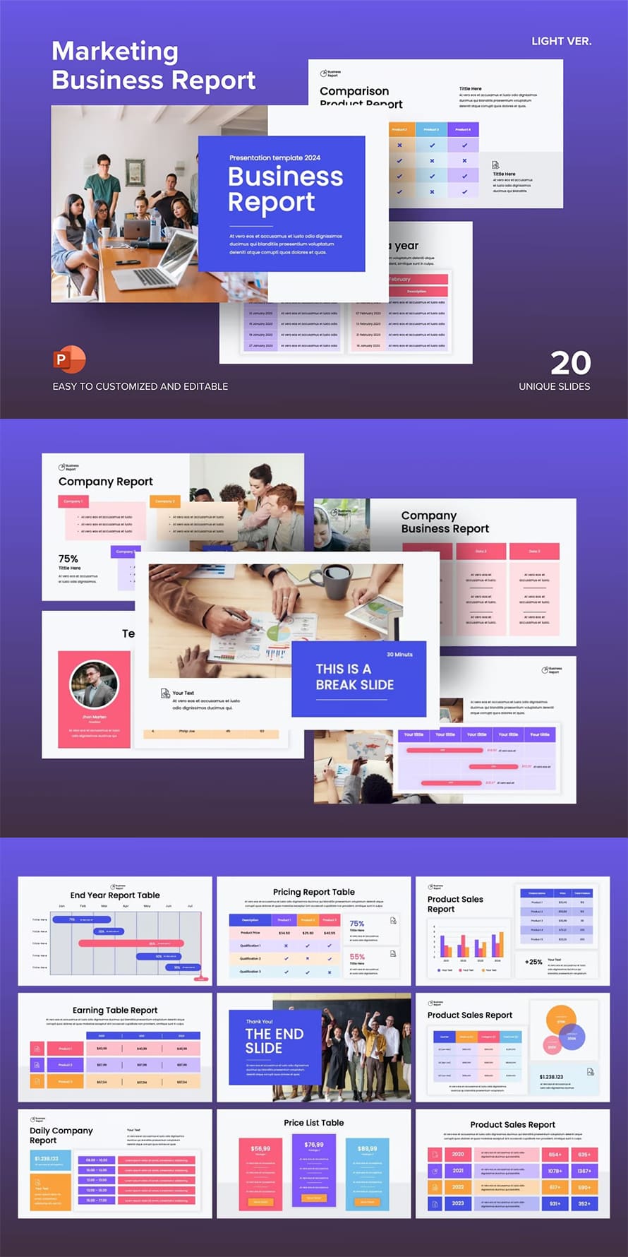 Marketing Business Report Powerpoint Template