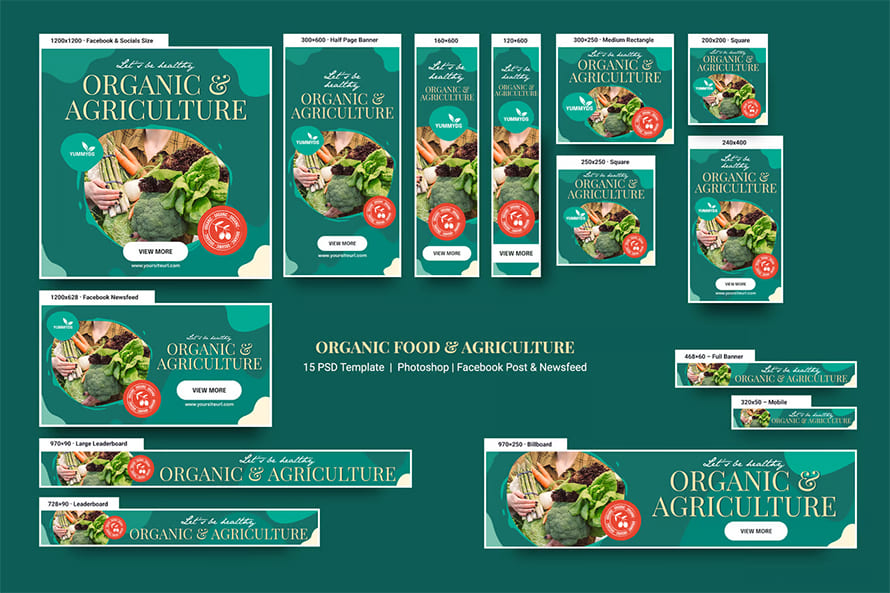 Organic Food Agriculture Banners Ad