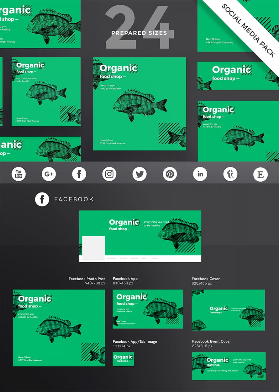 Organic Food Social Media Pack Template