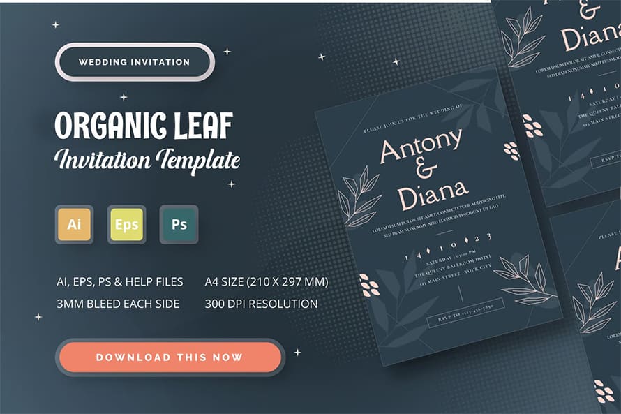 Organic Leaf Wedding Invitation