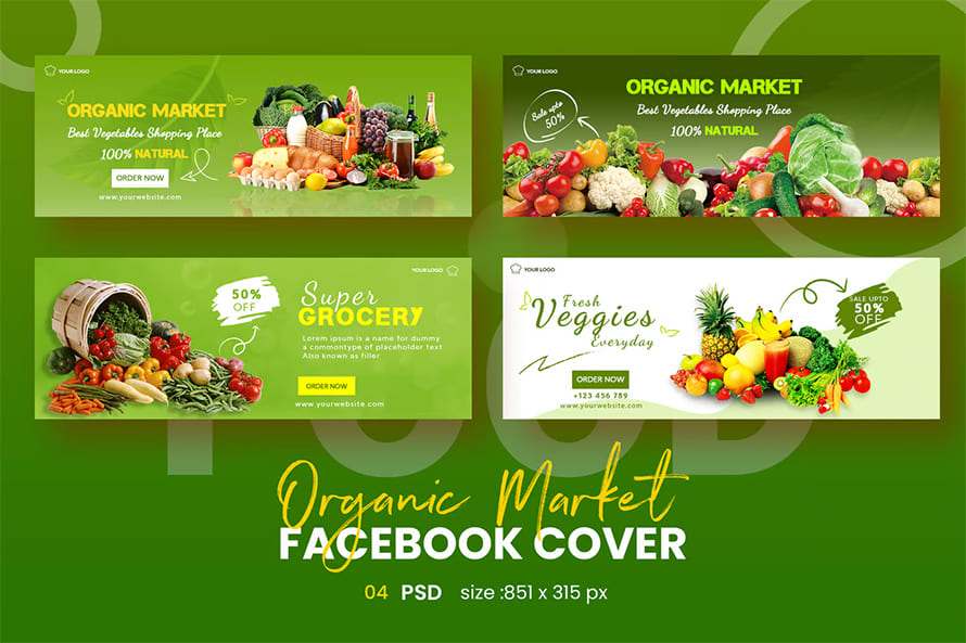 Organic Market Sale Banner Facebook Timeline Cover