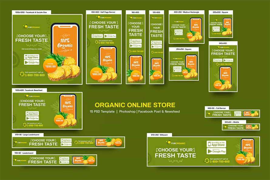 Organic Online Store Banners Ad
