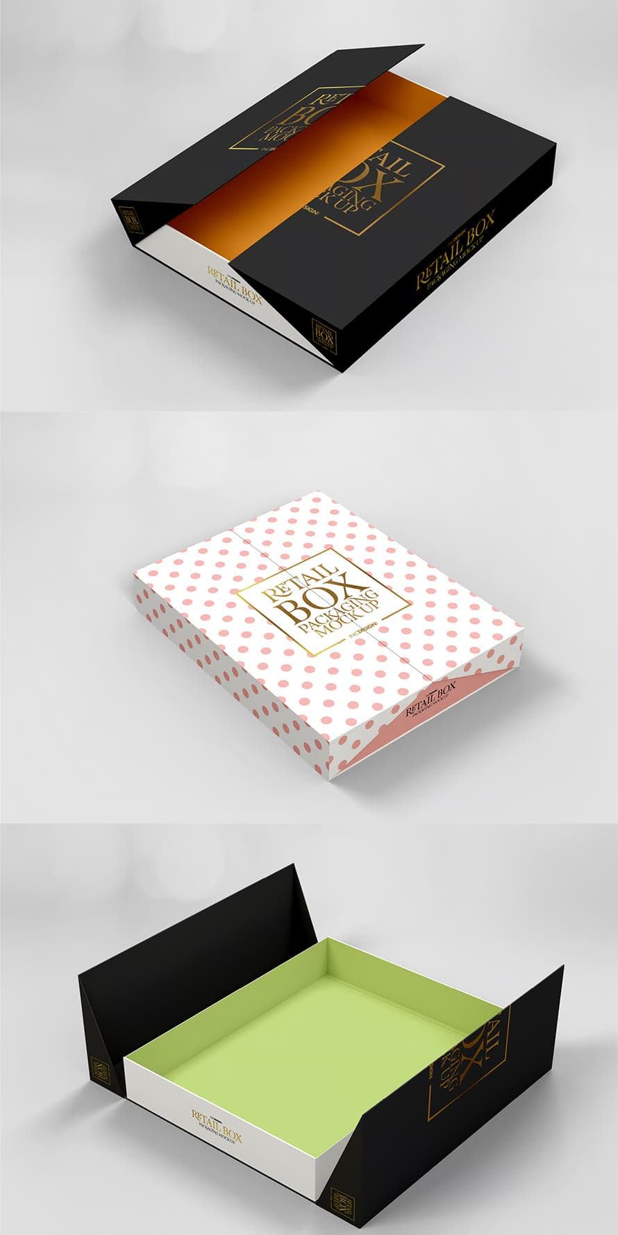 Fold Up Retail Thin Box Packaging Mockup