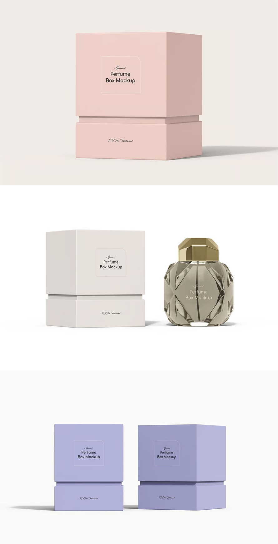 Custom Perfume box packaging PSD mockup