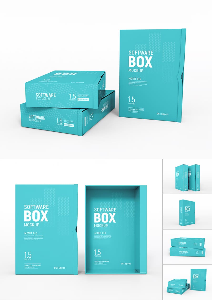 Software Box Packaging Mockup Set