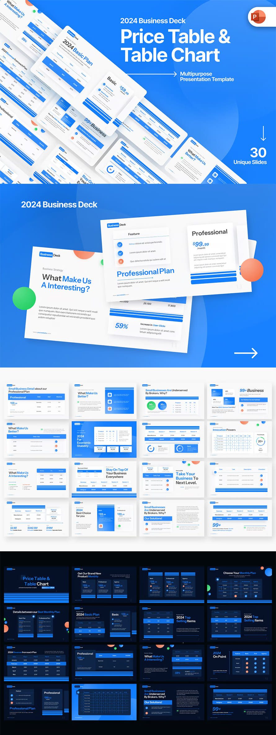 Price Table Table Chart Powerpoint Template