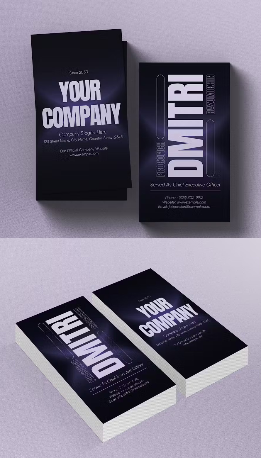 Purple Modern Gradient Portrait Business Card