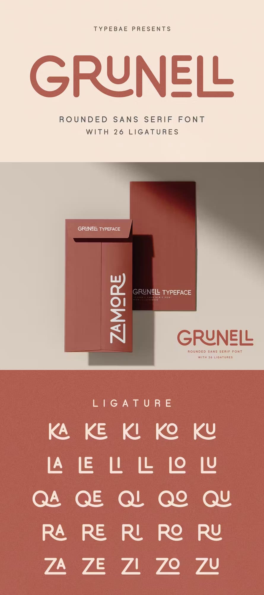 Grunell - Rounded Font With 26 Ligatures