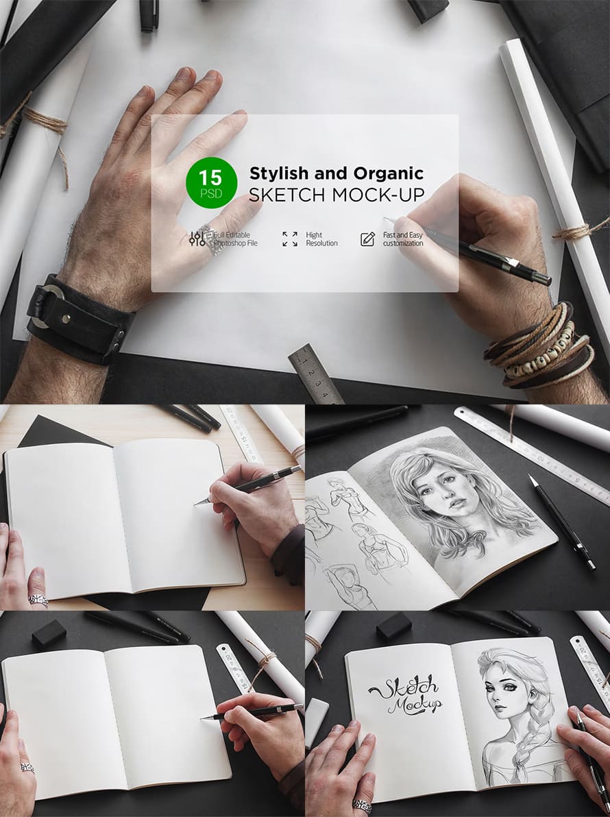 Stylish And Organic Sketch Mock-up