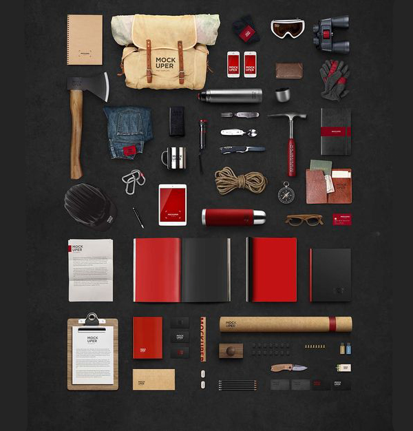 Free Travel Brutal Hipster Objects Mockup