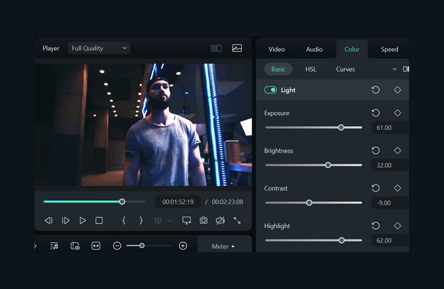 adjusting light settings