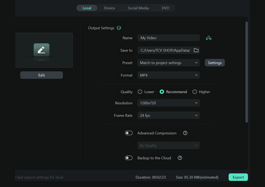 exporting video